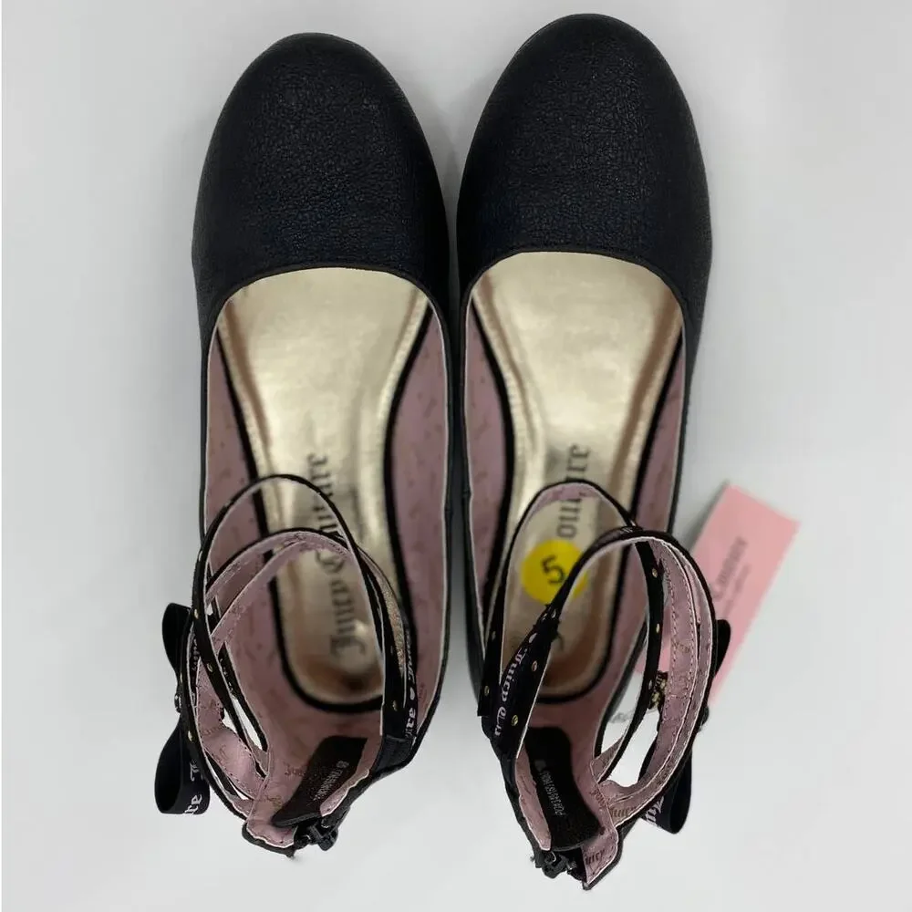 Juicy Couture Girls Santa Barbara Flat Gold Black Shoes NEW Size: 5